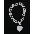 Tiffany & Co Sterling Silver Mom Heart Tag Charm Oval Chain Link Bracelet 6.75"