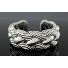 David Yurman Sterling Silver 27mm Braided Woven Cable Hinged Cuff Bracelet 6"