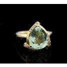 LEVIAN 14k Yellow Gold Trillion Green Amethyst Prasiolite Diamond Band Ring Sz 7
