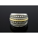 David Yurman Midnight Melange 18k Gold Sterling Silver Diamond Multi Row Ring 6