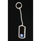 Judith Lieber Sterling Silver Brown Alligator Leather Blue Topaz Tag Key Ring