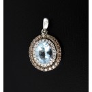 LEVIAN 14k White Gold Chocolate & Vanilla Pave Diamond Halo Blue Stone Pendant