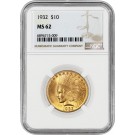 1932 $10 Indian Head Eagle Gold NGC MS62 Uncirculated Coin #009