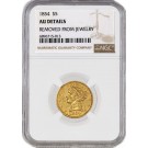 1854 $5 Liberty Head Half Eagle Gold NGC AU Details Removed From Jewelry Coin