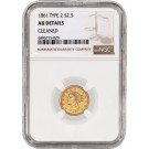 1861 $2.50 Liberty Head Quarter Eagle Gold Type 2 NGC AU Details Cleaned Coin