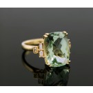Signed EFFY 14k Yellow Gold 10.51tcw Green Amethyst Diamond Cocktail Ring Size 7
