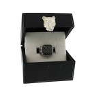 Signed EFFY 925 Sterling Silver Black Pave Diamond Ring Size 10