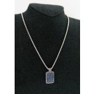 Signed EFFY 925 Sterling Silver Pave Blue Sapphire Dog Tag Necklace 22"