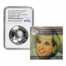 2017 1 Crown Proof  Ascension Diana Princess Of Wales Ultra High Relief 2 oz Silver NGC PF70 UC FR