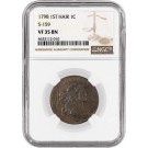 1798 1C Draped Bust Large Cent 1st Hair S-159 VF35 BN Brown Coin