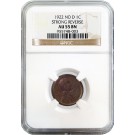 1922 NO D Strong Reverse 1C Lincoln Wheat Cent NGC AU55 BN Brown