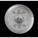 Antique 1874 Pyotr Abrosimov Niello 840 Silver Coaster