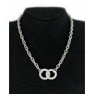 Movado 18k Yellow Gold Sterling Silver Interlocking Circles Chain Necklace 16.75