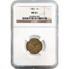 1861 1C Indian Head Cent Copper Nickel NGC MS61 Uncirculated Coin