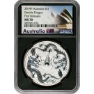 2019 P $1 AUD Australia Double Dragon 1 oz Silver NGC MS70 First Releases