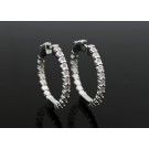Pair Of EFFY 925 Sterling Silver 0.21 tcw Diamond Sunburst Hoop Earrings 1"