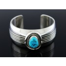 Vintage Old Pawn Navajo Native American Sterling Silver Turquoise Cuff Bracelet