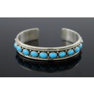 Bobby Johnson Navajo Native American 925 Sterling Silver Turquoise Cuff Bracelet