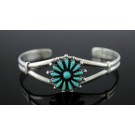 Old Pawn Zuni Native American Sterling Silver Needlepoint Turquoise Cuff Bracelet