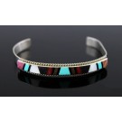 Vintage Old Pawn Signed Zuni Native American Sterling Silver Cuff Bracelet 10.3g