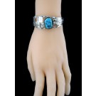 Emmanuel Gray Navajo Native American Sterling Silver Turquoise Cuff Bracelet 6"
