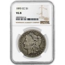 1893 CC Carson City $1 Morgan Silver Dollar NGC VG8 Circulated Key Date Coin