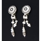 Vintage Lisa Jenks Sterling Silver Baroque Pearl Drop Dangle Clip On Earrings