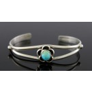 Vintage Old Pawn Navajo Native American Sterling Silver Turquoise Cuff Bracelet