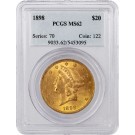 1898 $20 Liberty Head Double Eagle Gold PCGS MS62