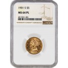 1901 S $5 Liberty Head Half Eagle Gold NGC MS64 PL Proof Like Uncirculated Coin