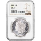 1880 S $1 Morgan Silver Dollar NGC MS67 Gem Uncirculated Coin
