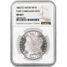 1882 CC $1 Morgan Silver Dollar Hit List 40 VAM 2 Misplaced Date NGC MS66+ Coin