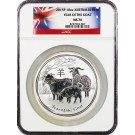 2015 P $10 AUD Australia Lunar Series II Year Of The Goat 10 oz Silver NGC MS70