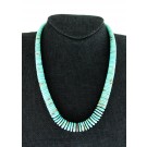 Old Pawn Native American 925 Sterling Silver Turquoise Heishi Disc Bead Necklace