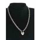 Vintage Juicy Couture Sterling Silver Puffy Heart Pendant Chain Necklace 16.5"