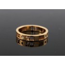 Tiffany & Co Atlas 3.5mm 18k Rose Gold Diamond Pierced Roman Numeral Band Ring 6