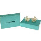 Vintage Tiffany & Co Sterling Silver Wild Rose Dogwood Flower Omega Earrings 