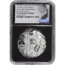 2019 1 Crown Proof  Ascension 1st Man On The Moon Ultra High Relief 2 oz Silver NGC PF70 UC FDOI