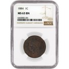 1844 1C Braided Hair Large Cent N-3 Newcomb 3 NGC MS63 BN Brown Coin LABEL ERROR