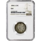 1896 S 25C Barber Quarter Silver NGC G6 Good Circulated Key Date Coin