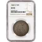 1860 O 50C Seated Liberty Half Dollar Silver WB-7 Eagle Laying Egg NGC XF45 