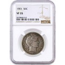 1901 50C Barber Silver Half Dollar NGC VF35 Very Fine Circulated Coin