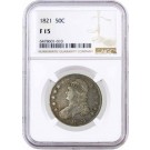 1821 50C Capped Bust Silver Half Dollar NGC F15 Fine Circulated Coin