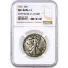 1921 50C Walking Liberty Silver Half Dollar NGC Fine Details Scratches Cleaned