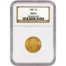 1856 $3 Indian Princess Head Three Dollar Gold NGC AU55 About Uncirculated Coin