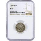 1921 S 5C Buffalo Nickel NGC F15 Circulated Key Date Coin #020