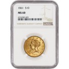 1861 $10 Liberty Head Eagle Gold NGC MS60 Uncirculated Coin