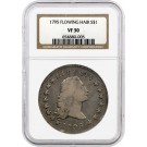 1795 $1 2 Leaves Flowing Hair Silver Dollar B-1 BB-21 NGC VF30 Very Fine Coin