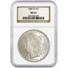 1884 CC $1 Morgan Silver Dollar VAM 4B Spiked Date Die Break E NGC MS63 Coin