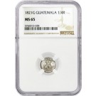 1821 G Guatemala Ferdinand VII 1/4 Real Silver NGC MS65 Gem Uncirculated Coin
